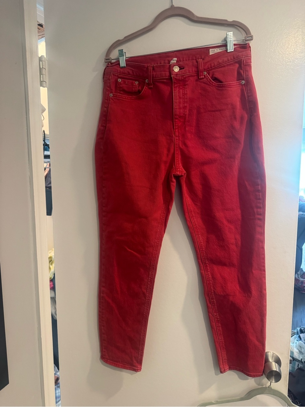 rag & bone Red Denim high rise skinny Jeans size 31